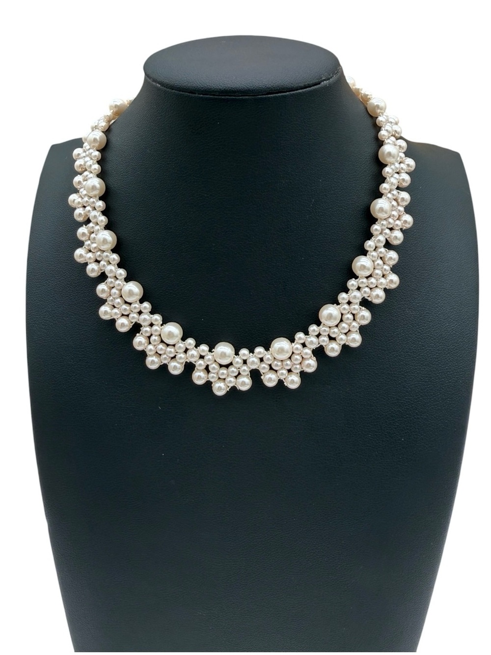 Vintage Style Light Pink Pearl Cluster Necklace - Intricate- Choker/Collar